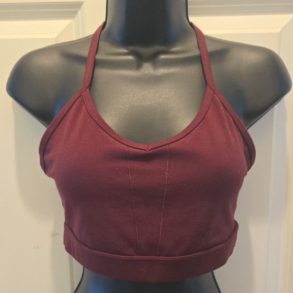 Banana Republic Longline Sports Bra S Halter Crop Top V-Neck Racerback Active